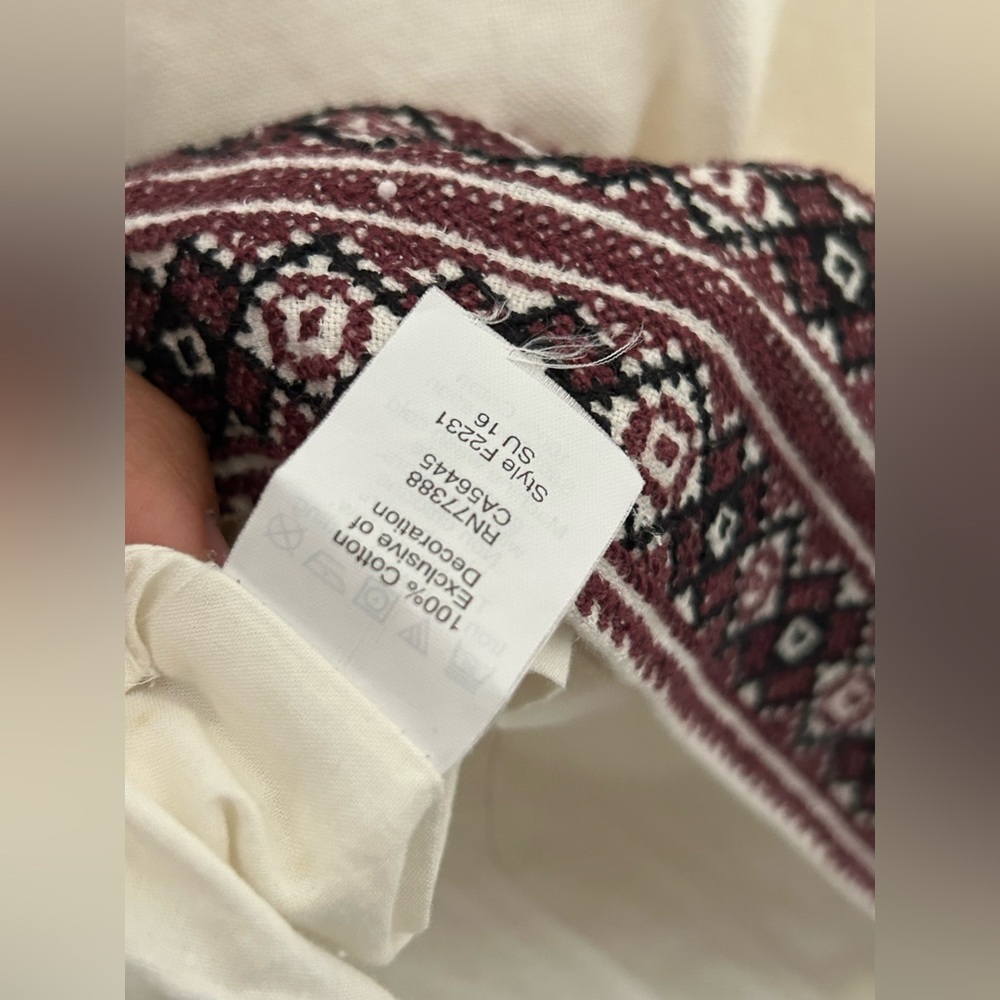 Madewell Cream Sleeveless Embroidered Mini Dress with Maroon Accents - Picture 8 of 9